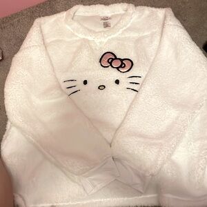 Faux fur fluffy Hello Kitty pajama shirt.